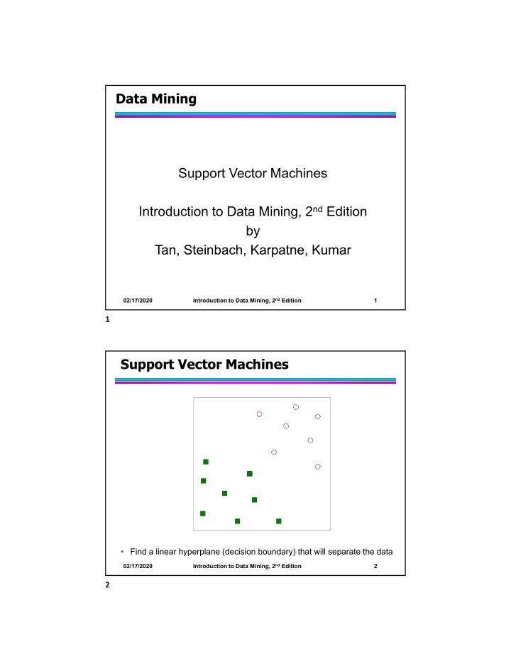 data mining support vector machines introduction to data