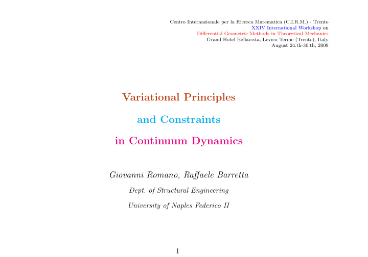 variational principles and constraints in continuum