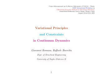 Variational Principles  and Constraints  in Continuum Dynamics  Giovanni Romano, Raffaele Barretta