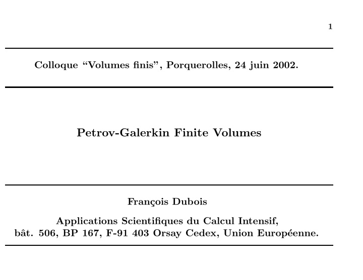 petrov galerkin finite volumes