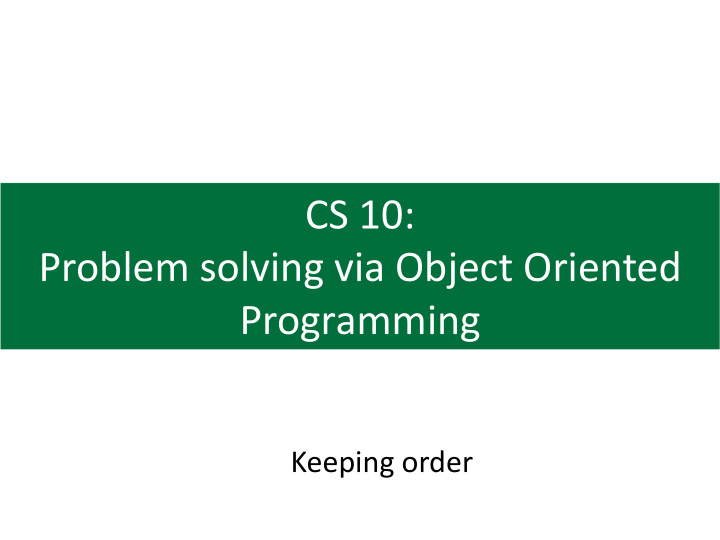 problem solving via object oriented