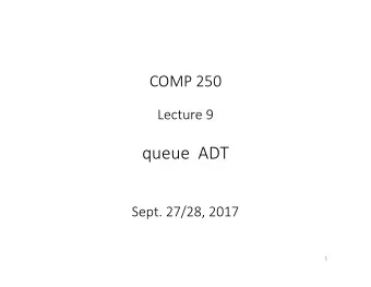queue  ADT  Sept. 27/28, 2017  1  ADT (abstract data type)  List  add(i,e),  remove(i),  get(i),