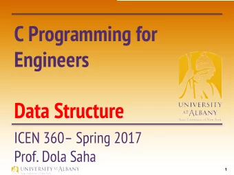 C Programming for  Engineers  Data Structure  ICEN 360 Spring 2017  Prof. Dola Saha  1  Data