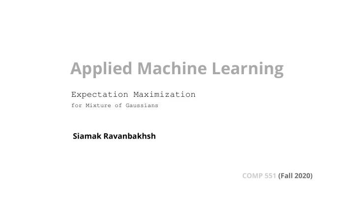 applied machine learning