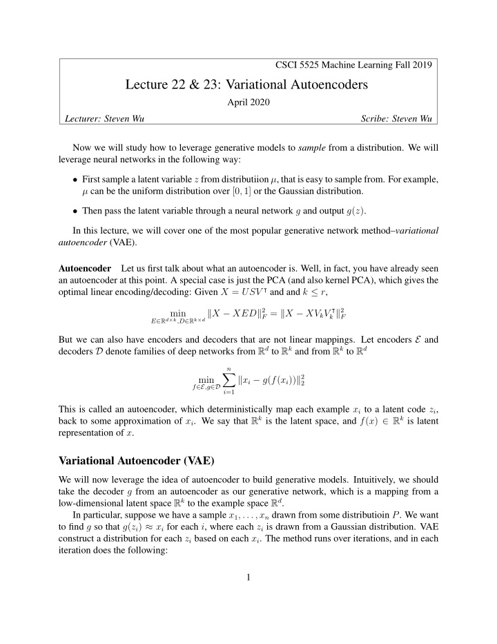 lecture 22 23 variational autoencoders