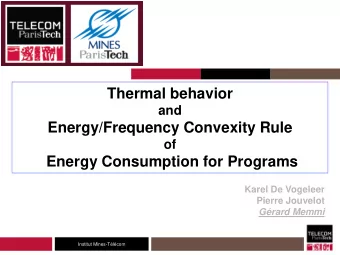 Energy/Frequency Convexity Rule  of  Energy Consumption for Programs  Karel De Vogeleer  Pierre