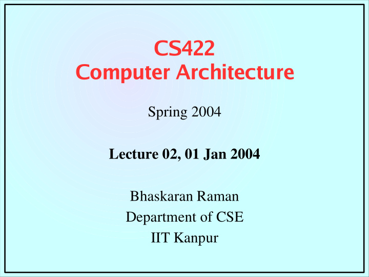 cs422 computer architecture