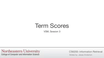 Term Scores  VSM, Session 3  CS6200: Information Retrieval  Slides by: Jesse Anderton  Flaws of TF