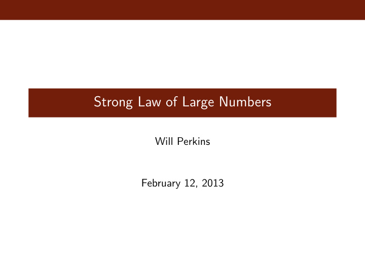 strong law of large numbers