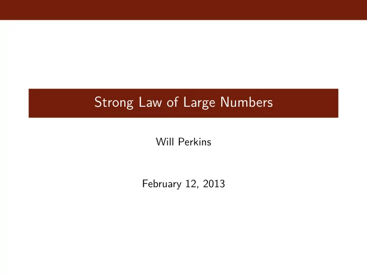 strong law of large numbers