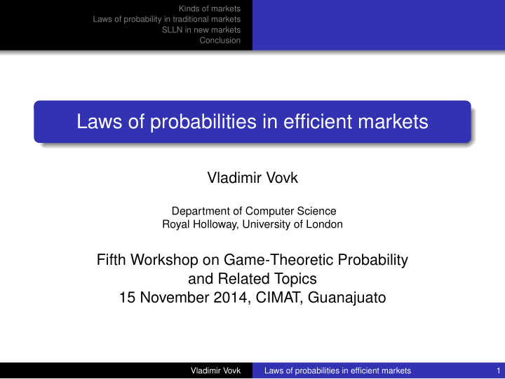 laws of probabilities in efficient markets