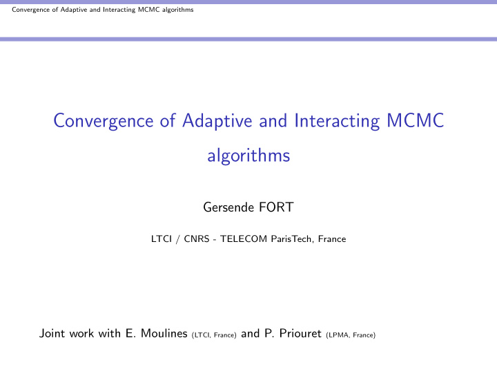 convergence of adaptive and interacting mcmc algorithms