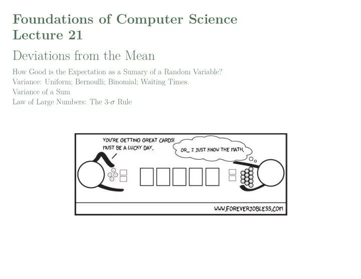 foundations of computer science lecture 21 deviations