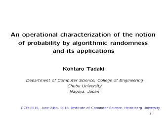 An operational characterization of the notion  of probability by algorithmic randomness  and its