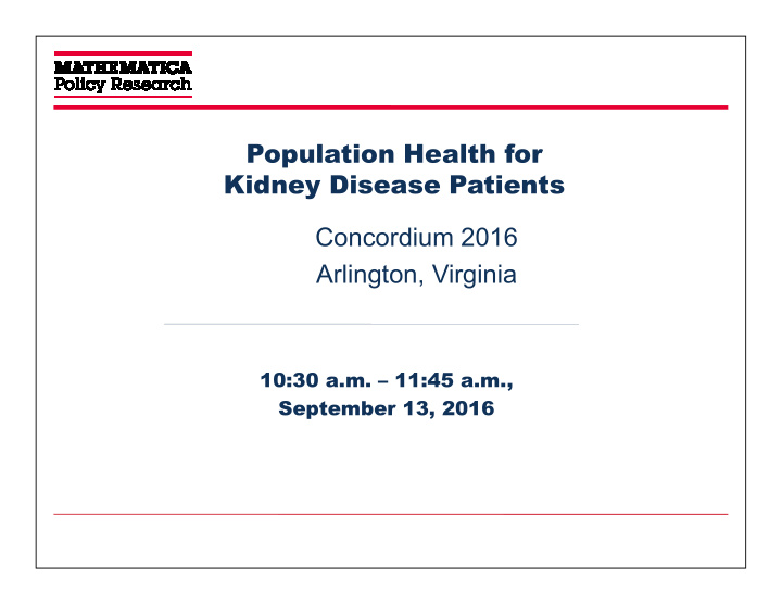 population health for kidney disease patients concordium