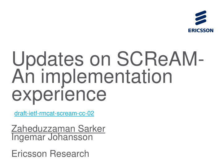 updates on scream an implementation
