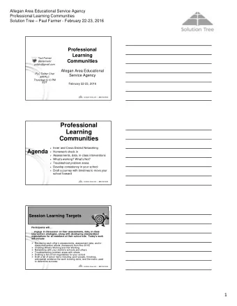 Professional  Learning  Communities  Inner and Cross District Networking  Agenda  Homework