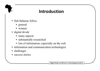 Introduction  Sub-Saharan Africa  general  women  digital divide  many aspects