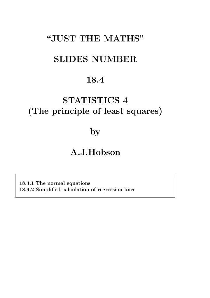 just the maths slides number 18 4 statistics 4 the