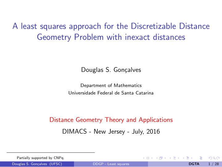 a least squares approach for the discretizable distance