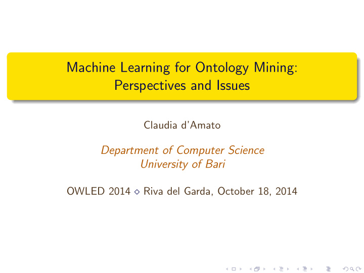machine learning for ontology mining perspectives and