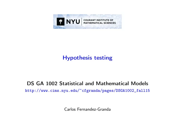 hypothesis testing
