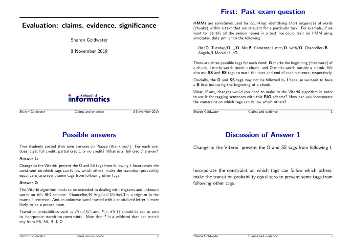 first past exam question