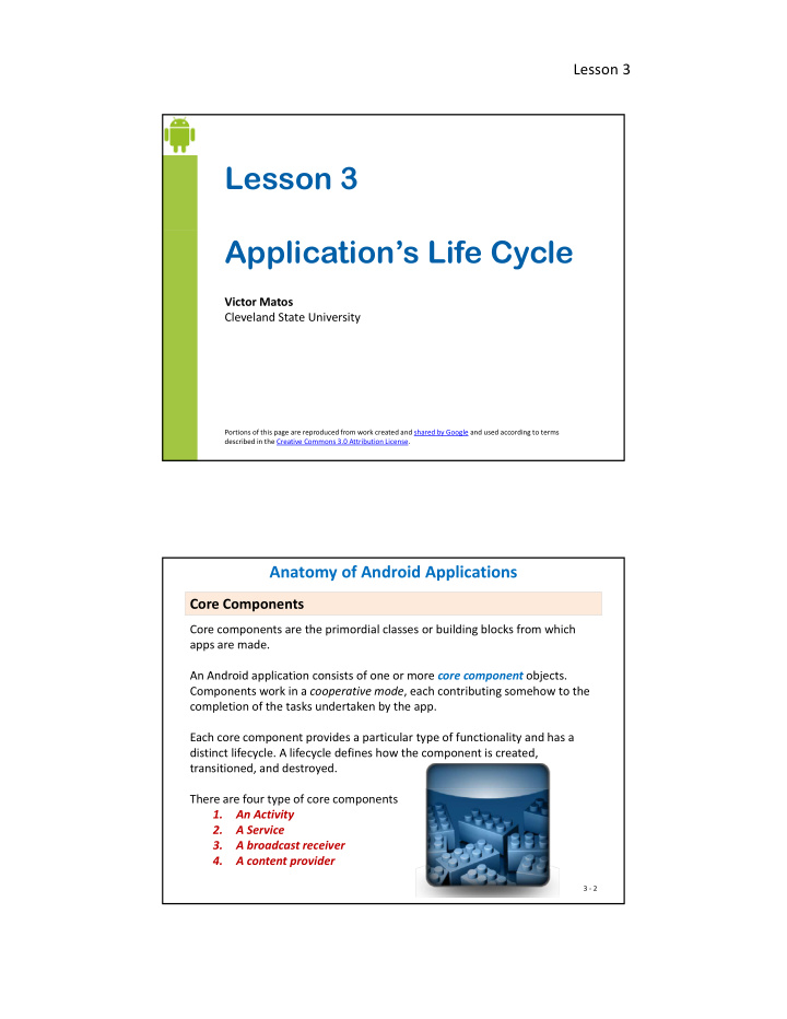 lesson 3 application s life cycle