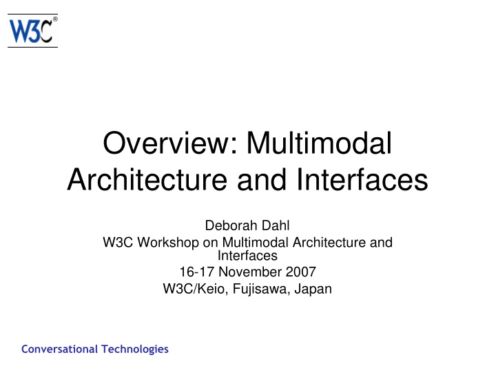 overview multimodal architecture and interfaces