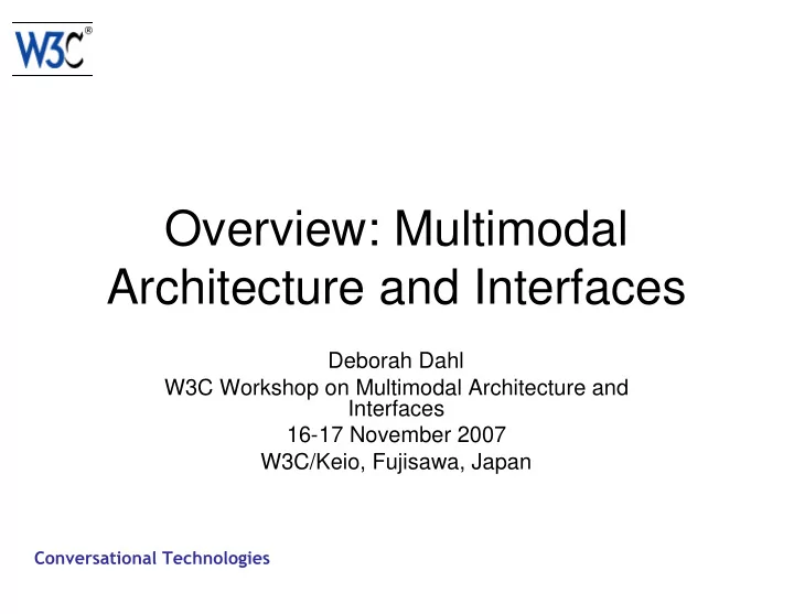 overview multimodal architecture and interfaces