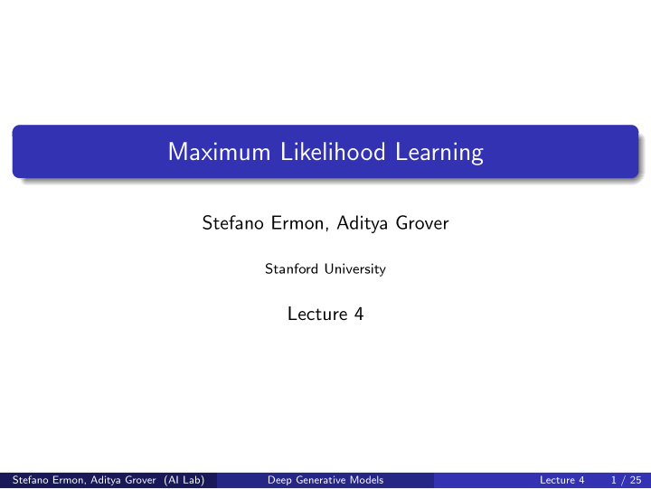 maximum likelihood learning