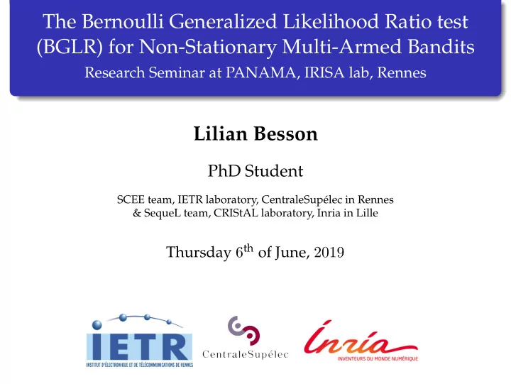 the bernoulli generalized likelihood ratio test bglr for