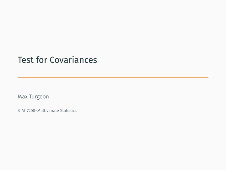 test for covariances