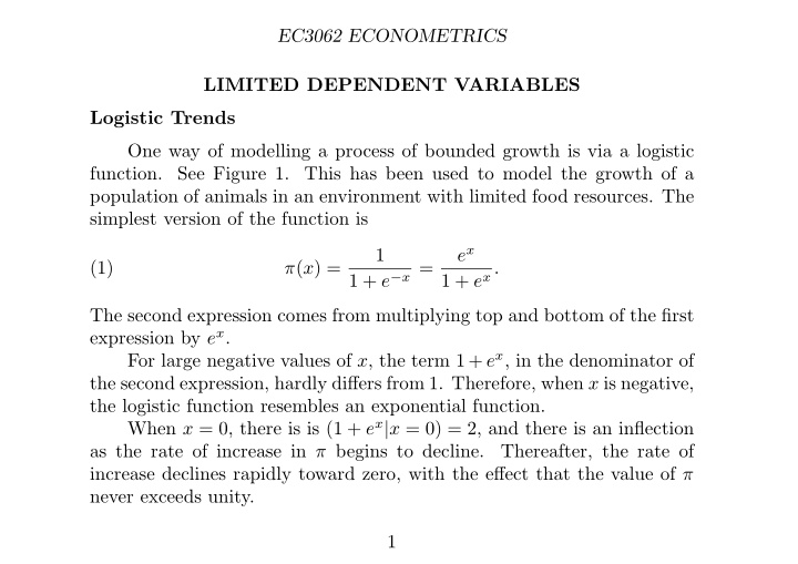 ec3062 econometrics limited dependent variables logistic