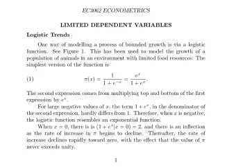 EC3062 ECONOMETRICS  LIMITED DEPENDENT VARIABLES  Logistic Trends  One way of modelling a process