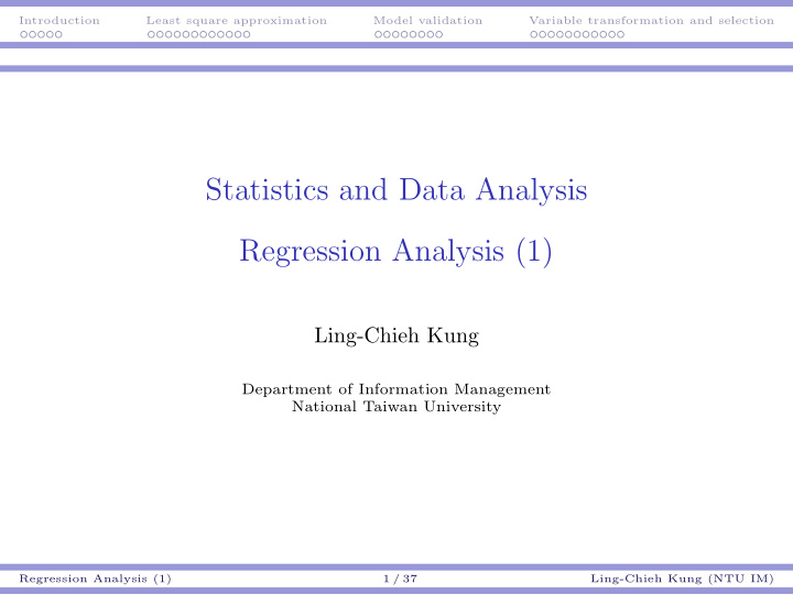 statistics and data analysis regression analysis 1