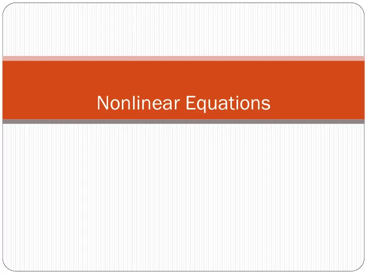 nonlinear equations
