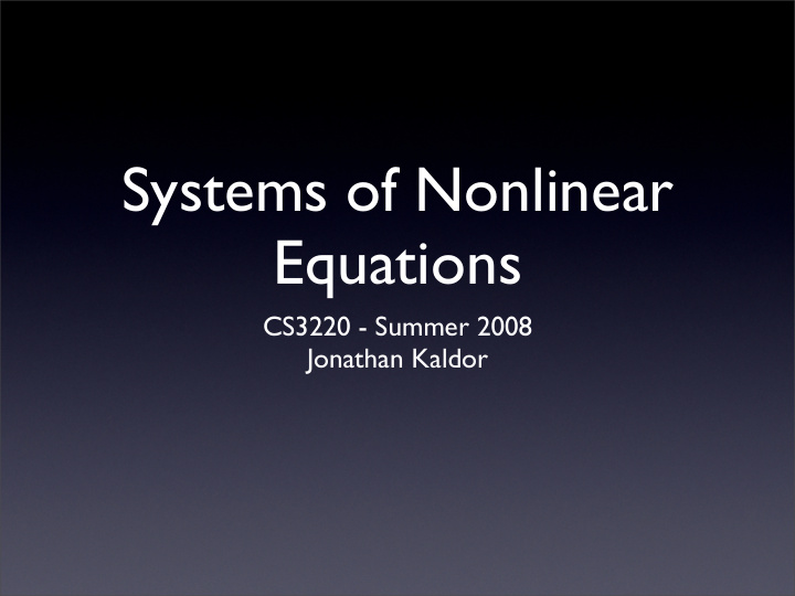 systems of nonlinear equations