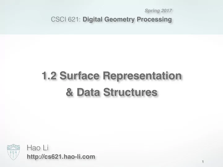 1 2 surface representation data structures