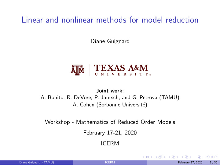 linear and nonlinear methods for model reduction