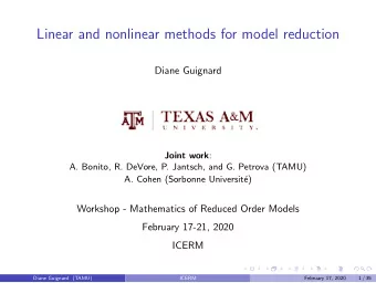 Linear and nonlinear methods for model reduction  Diane Guignard Joint work :  A. Bonito, R.