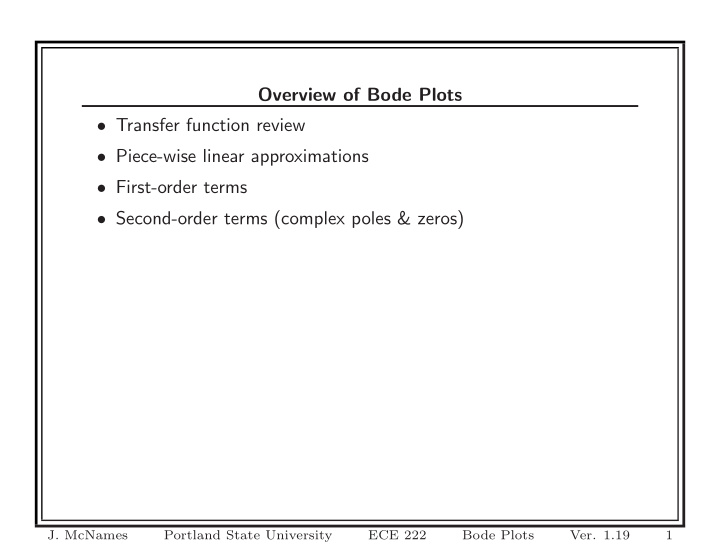 overview of bode plots transfer function review piece