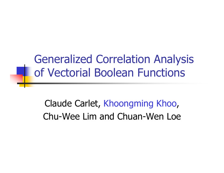 generalized correlation analysis of vectorial boolean
