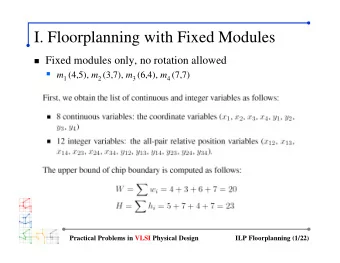 I. Floorplanning with Fixed Modules  Fixed modules only, no rotation allowed  m 1 (4,5), m 2
