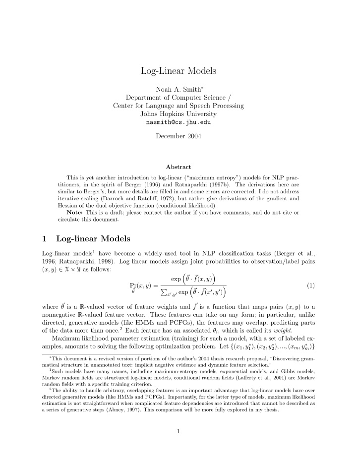 log linear models