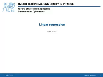 Linear regression  Petr Po  s  k  P. Po  s  k c  2015  Artificial Intelligence  1