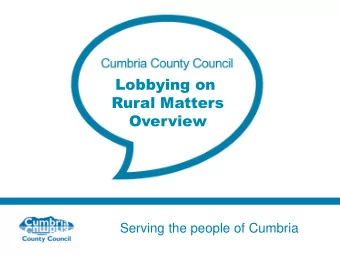 Overview  Serving the people of Cumbria  National Picture    Rural areas are reporting