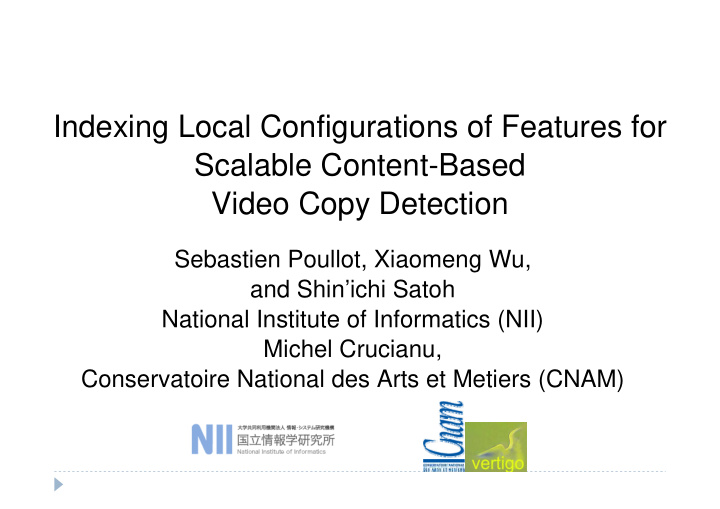 indexing local configurations of features for scalable