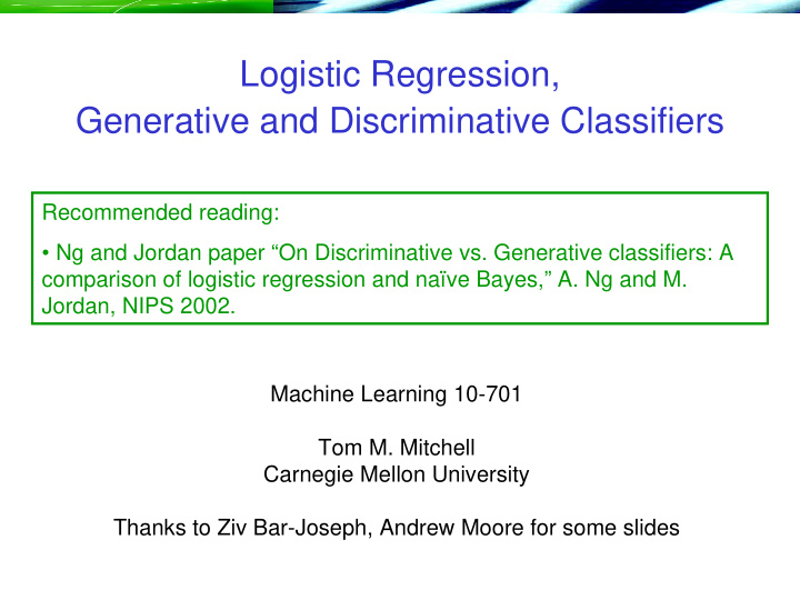 logistic regression generative and discriminative