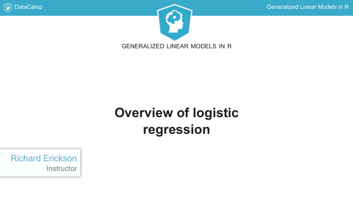 overview of logistic regression